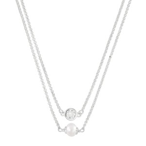 Silpada 'Double Duty' Sterling Silver Cubic Zirconia and Pearl Necklace, 17" + 2" - 1 of 4