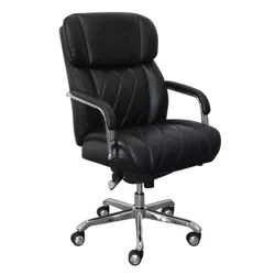 Sutherland Quilted Leather Office Chair with Padded Arms - La-Z-Boy
