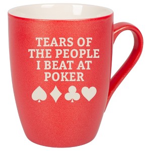 100 North Crimson Red Metallic Finish, 10 Ounce, Comfortably Fits Your Hands, New Bone China Coffee Tea Cup Mug, TEARS OF THE PEOPLE I BEAT AT POKER - 1 of 1