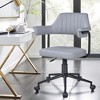 VECELO PU Leather Office Desk Chair with Wheels & Backrest, Adjustable Height, Rolling Swivel for Living Room or Bedroom, White/Gray - 4 of 4