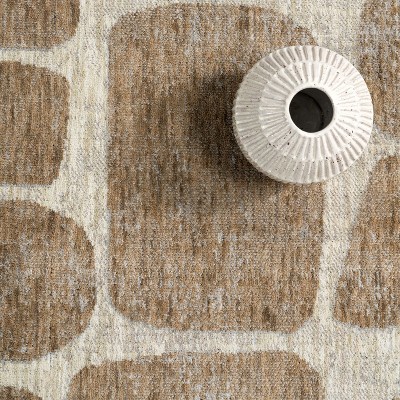 Aadhya Light Brown Geometric 5' x 8' Synthetic Area Rug