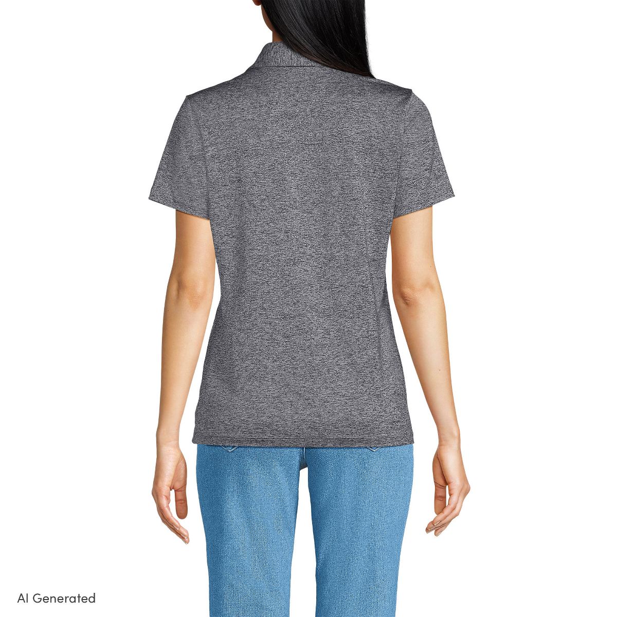 Lands' End Women's Rapid Dry Short Sleeve Space Dye Sport Neck Polo Shirt - thumbnail 10