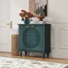 American Style Hollow-Carved 2-Door Accent Cabinet with Gold Handles, Sideboard Buffet Storage for Entryway, Living Room - 2 of 4