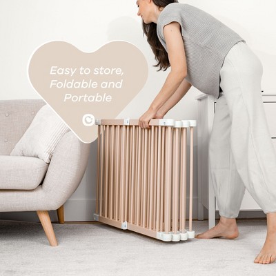 Blush Pine Wood Foldable Baby Playpen & Gate with Locking Door