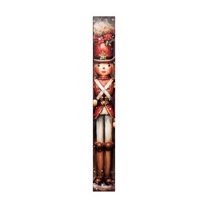 HomeRoots 72" Black And Red Solid Wood Christmas Female Nutcracker Porch Sign - 1 of 4