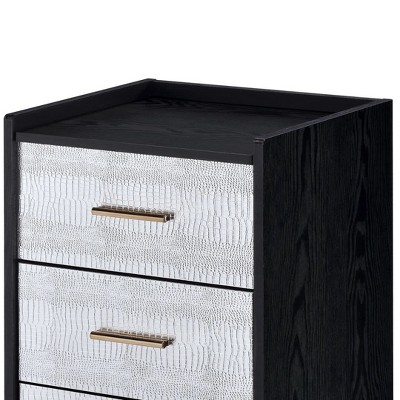 Myles Black Silver Gold 5-Drawer Jewelry Armoire with Mirror