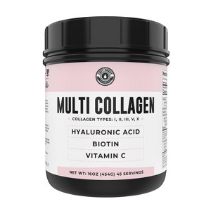 Multi Collagen Peptides Powder with Biotin, Hydrolyzed Collagen Peptides For Skin Hair Nails Joints, Unflavored, Left Coast Performance, 16oz - 1 of 4