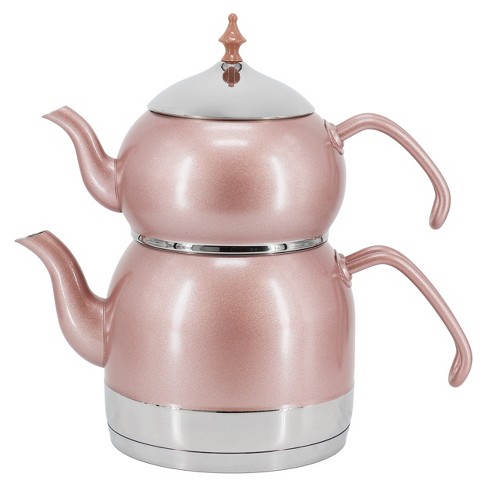 Korkmaz Rena 1.1 Liter Tea Pot And 2.4 Liter Kettle Set In Pink : Target