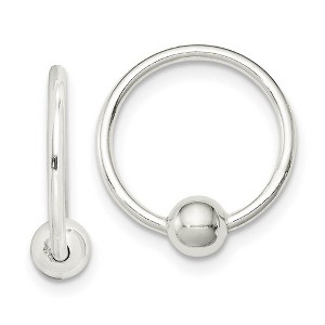 Black Bow Jewelry Ball Round Endless Hoop Earrings in Sterling Silver - 15mm (9/16 in) - 1 of 4