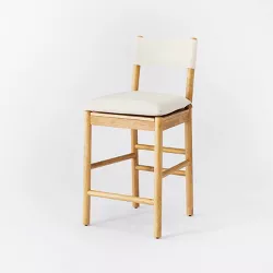 Emery Wood Counter Height Barstool with Upholstered Seat and Sling Back Natural - Threshold™ designed with Studio McGee