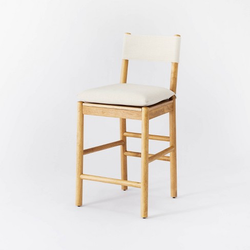 Emery Wood Counter Height Barstool with Upholstered Seat and Sling Back Natural - Threshold™ designed with Studio McGee - image 1 of 4