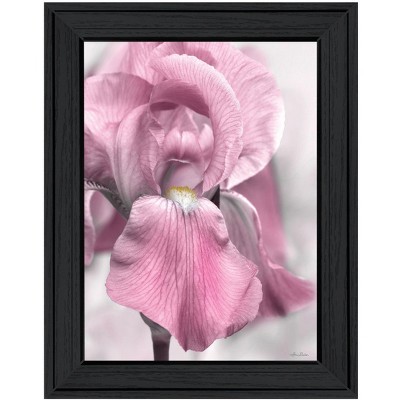 HomeRoots Pink Iris Black Framed Print Wall Art