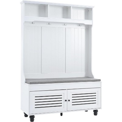 Entryway Hall Tree with Storage, Bench with Coat Rack Shoe Cabinet for Entrance Hallway, Mudroom Bench with Storage and 4 Sturdy Hooks