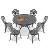 7-Piece Patio Set: Round Table & 6 Chairs - Cast Aluminum, All-Weather/Umbrella Hole & Adjustable Legs for Balcony/Backyard - 4 of 4