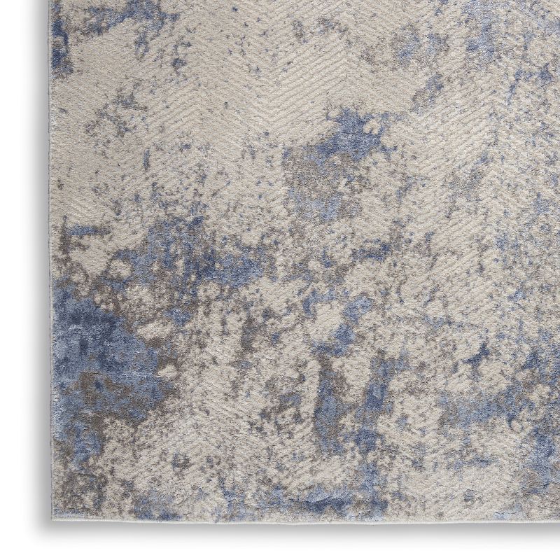 Nourison Sleek Textures SLE04 Blue/Ivory/Grey Indoor Area Rug, 4 of 10