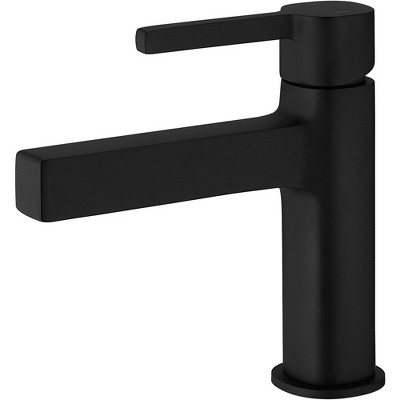 BWE Single Handle Single Hole Modern Black Bathroom Faucet Drip-Free Vanity Sink Faucet in Black