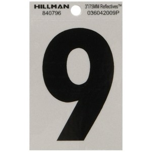 Hillman 3 in. Reflective Black Vinyl Self-Adhesive Number 9 1 pc (Case of 6) - 1 of 1