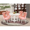5-Piece Linen White Finish Solid Wood Top - Round Dining Room Set  - Seats 4 - 2 of 4
