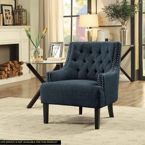 CAVINAS Polyester Accent Chair with Tufted Backrest and Wood Legs,Modern Upholstered Living Room Chairs,Reading Chairs for Living Room - 1 of 4