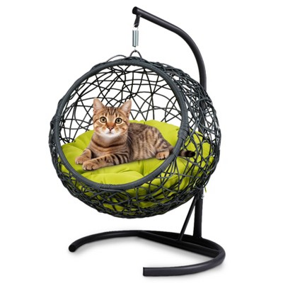 Dolonm Premium Cat Egg Chair: Hanging Swing Bed w/Removable Cushion & Stand - Durable HDPE for Indoor/Outdoor