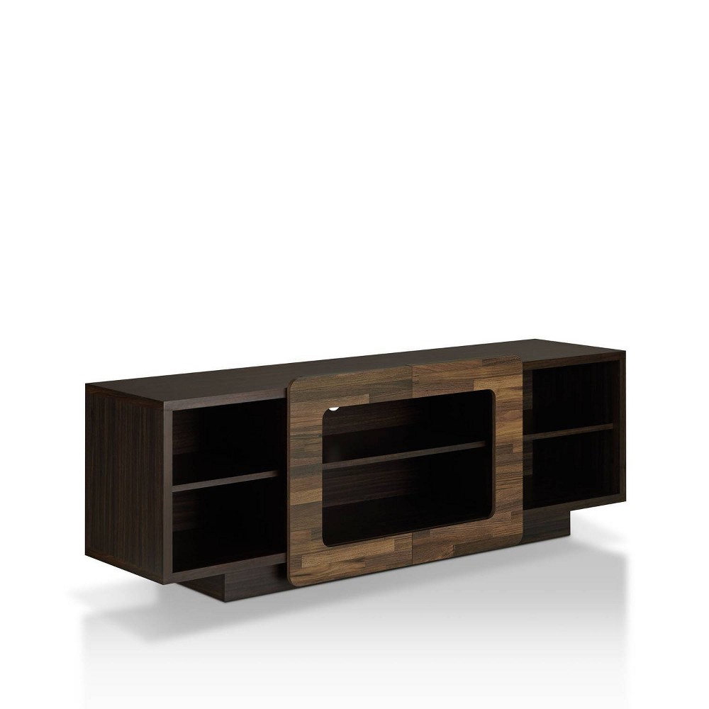 HOMES: Inside + Out Dimanche TV Stand for TVs up to 70" Dark Wenge: Modern Media Console with Open Shelves