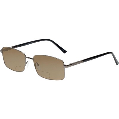 Enhance BIG&TALL EN4053 Mens Polarized Bi-Focal Sunglasses Gunmetal Silver 61 mm Blue Mirror +1.00