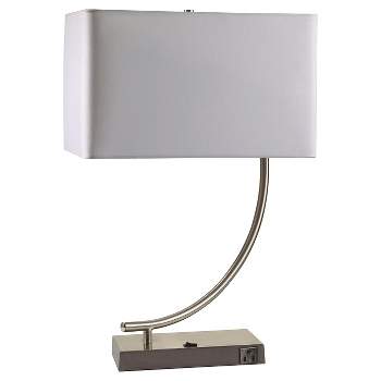 22.5" Modern Metal Table Lamp with Unique Base Silver - Ore International