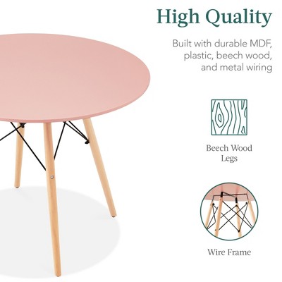 Pink and Oak Mid-Century Modern 5-Piece Dining Set