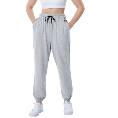 Womens Workout Pants Elastic Waist Drawstring Fall Sweatpants with Pockets