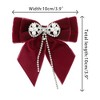 INSPIRE CHIC Women's Velvet Faux Pearl Rhinestone Bow Brooch Tie - 2 of 4