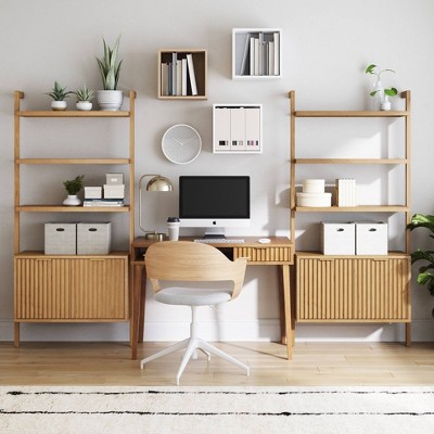 Nathan James Jasper Wood Fluted Desk Wall Unit - Thumbnail 3