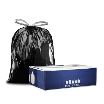Plasticplace 13 Gallon Drawstring Trash Bags, Black (50 Count