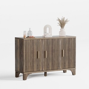 SKONYON Modern StorageCabinet 3 Doors Cabinet with Adjustable Shelves, Durable Wood Frame, Raised Base and Multi-Purpose Home Organization - 1 of 4