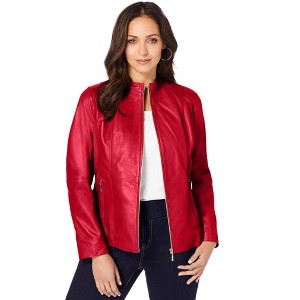 Jessica London Zip Front Leather Jacket - 1 of 4