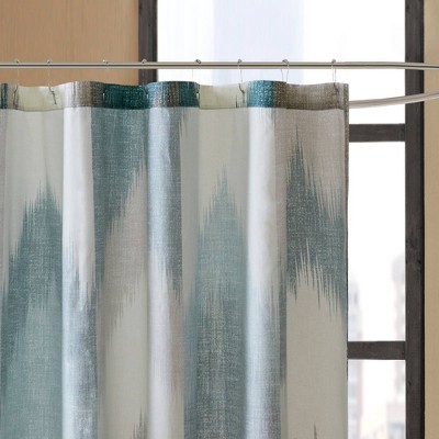 72" Aqua and Gray Chevron Cotton Shower Curtain