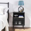 VECELO Mid-Century Nightstand Industrial Bedside End Table with Open Drawer Shelf Brown/Black - image 2 of 4