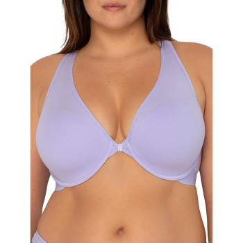 Curvy Couture Women's Cotton Luxe Front and Back Close Wireless Bra Natural  40DDD