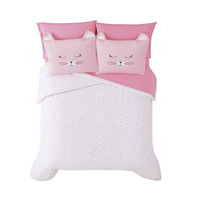 Pink Polka Dot Queen Microfiber Bed in a Bag Set