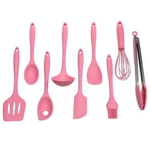 CHEF CRAFT 9 Piece Premium Silicone Kitchen Tool and Utensil Set Pink