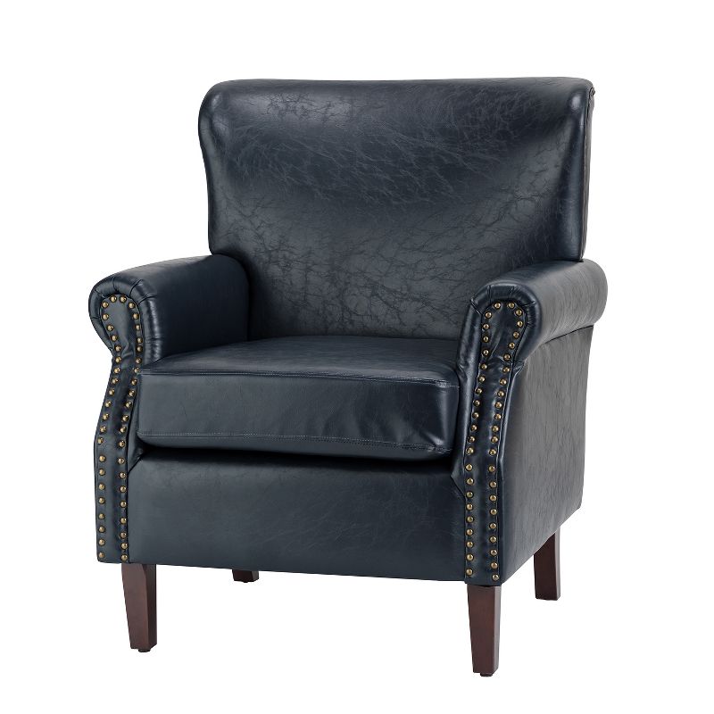 Enzo Comfy Traditional Vegan Leather Armchair with Rolled Arms | KARAT HOME, 2 of 11