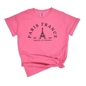 Simply Sage Market Women's Paris France Short Sleeve Garment Dyed Tee - 1 of 2