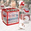 Christmas Ornament Storage Box, 2 Pcs Plastic Christmas Ball Organizers for 128 Holiday Ornaments with Lid, Dual Zippers & Side Handles - 3 of 4