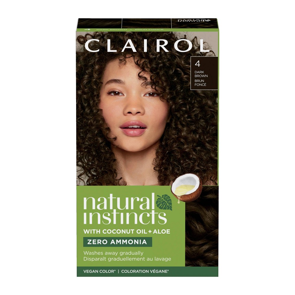 Instincts Clairol Demi-Permanent Hair Color Dye Cream Kit - 4 Dark Brown, Nutmeg: Vegan, Ammonia-Free, Contains Vitamin E, Contains Coconut Oil