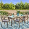 GDFStudio Safire Outdoor Acacia Wood 7 Piece Dining Set with Cushion - 2 of 4