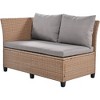 5-Piece PE Wicker Patio Set, L-Shaped Sofa with Extendable Tables & Dining Table, Washable Covers - 2 of 4