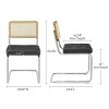 HOMLUX Set of 2 Rattan Dining Chairs Faux Leather Upholstered Cane Chairs with Chrome Metal Legs and Woven Backrest - 2 of 4