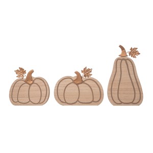 Transpac MDF Routed Pumpkin Block Decor Set of 3 Fall/Harvest Home Decorations - 1 of 1