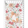 Sweet Jojo Designs Girl Baby Fitted Crib Sheet Watercolor Floral  Peach and Green - 4 of 4