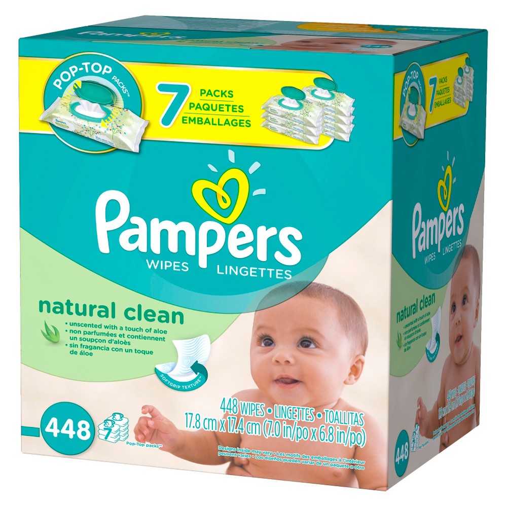 UPC 037000894001 product image for Pampers Natural Clean Baby Wipes 7x Pop-Top Pack - 448 Count | upcitemdb.com