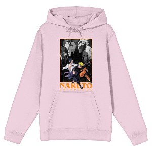 Naruto Shippuden Sasuke & Naruto Long Sleeve Cradle Pink Men's Hooded Sweatshirt - 1 of 2